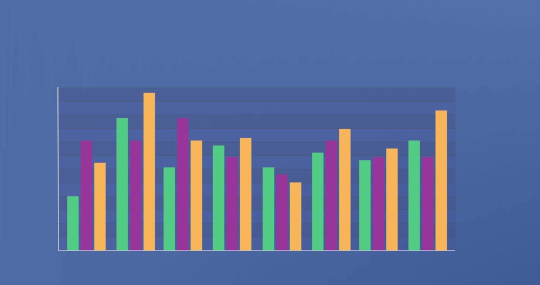 Colorful Bar Chart Displayed Over Blue Background