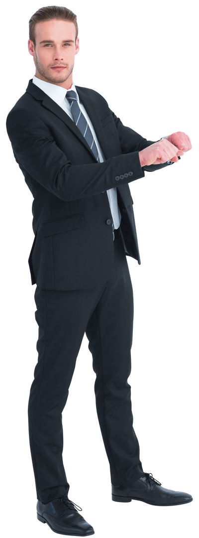 Transparent Strip Reaching Professional Businessman White Background