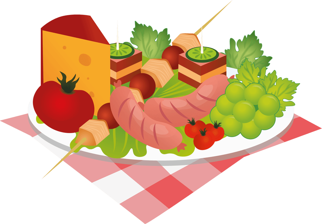 Appetizing Food Plate Illustration on Transparent Background