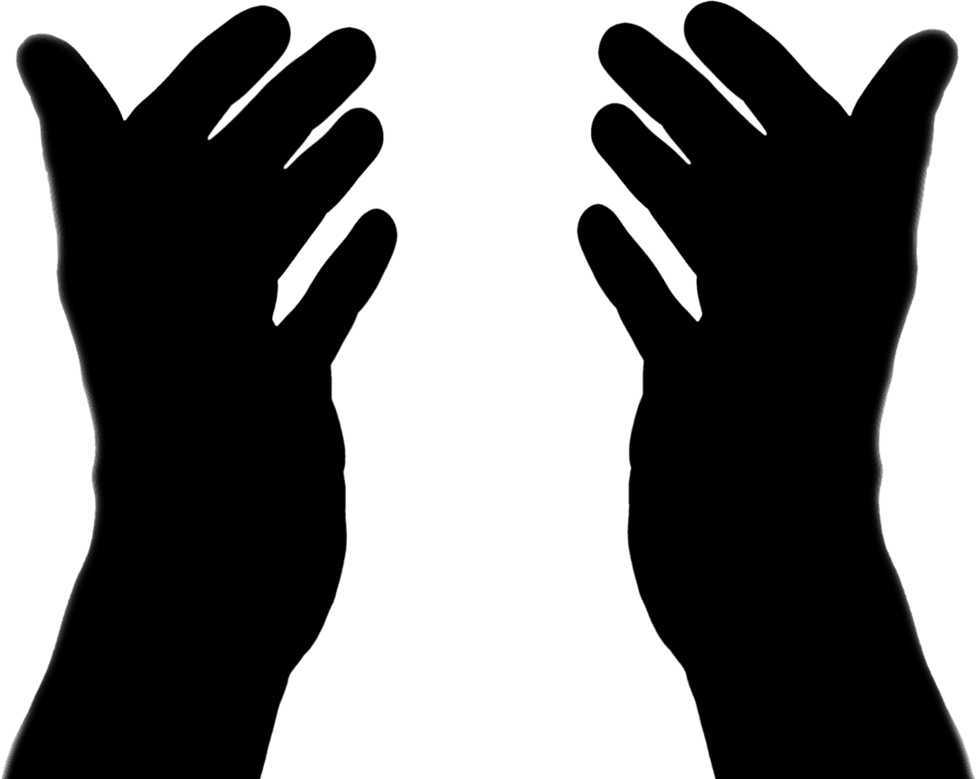 Silhouette Hands Reaching Out on Transparent Background