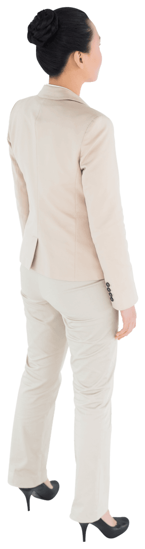 Back View of Businesswoman with Transparent Background