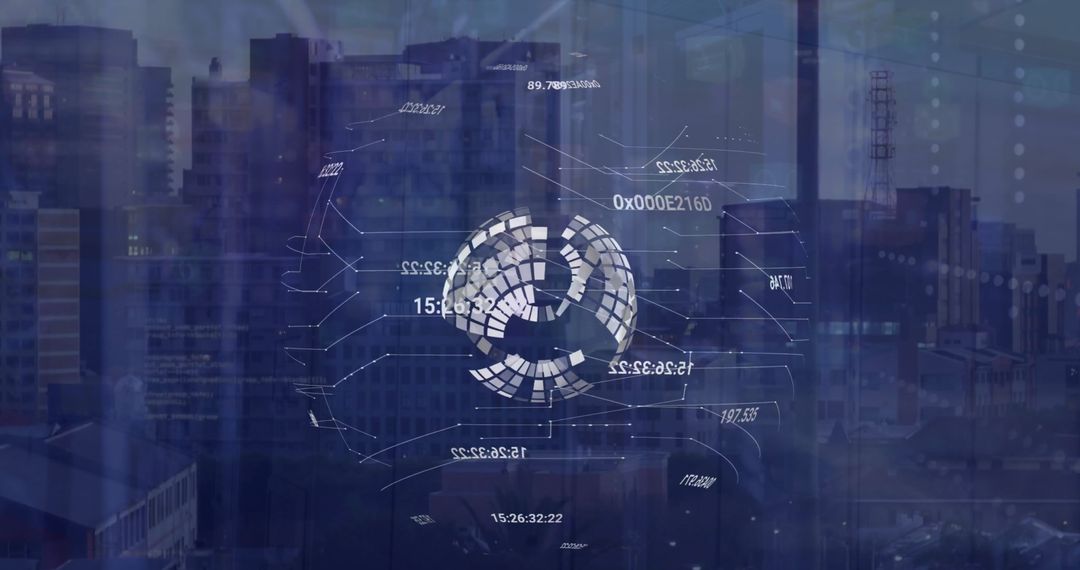 Digital Globalization Over Modern Cityscape