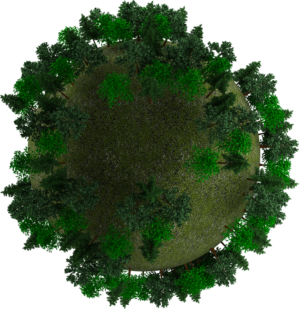 Transparent Digital Globe with Lush Trees Vector Illustration