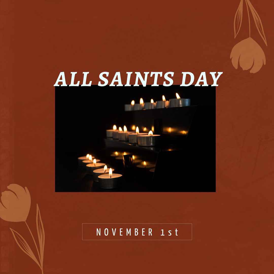 Tealight Candles Flickering on All Saints Day Background