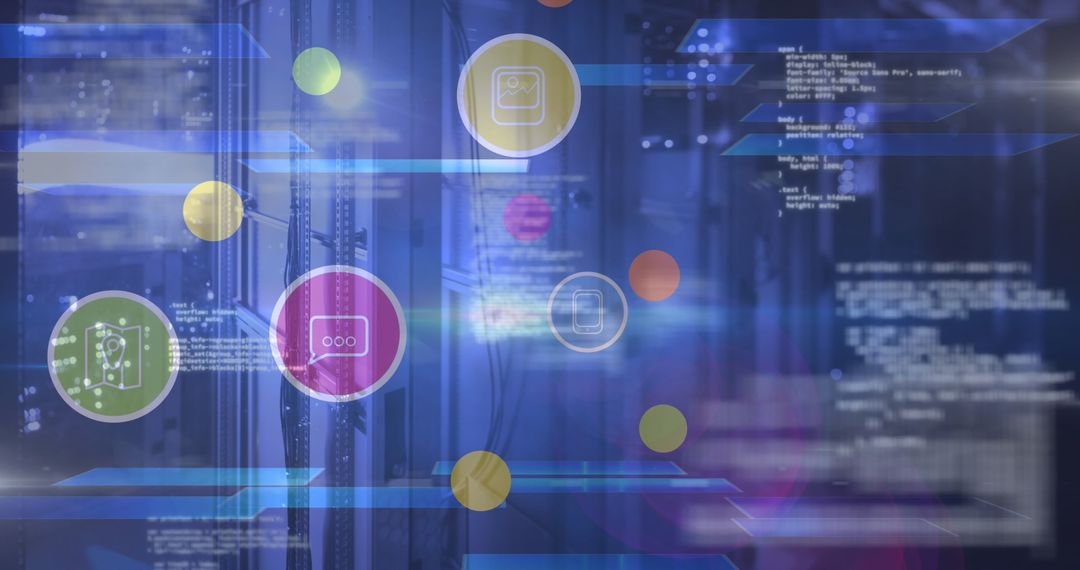 Digital Interface Connections with Data Processing Icons