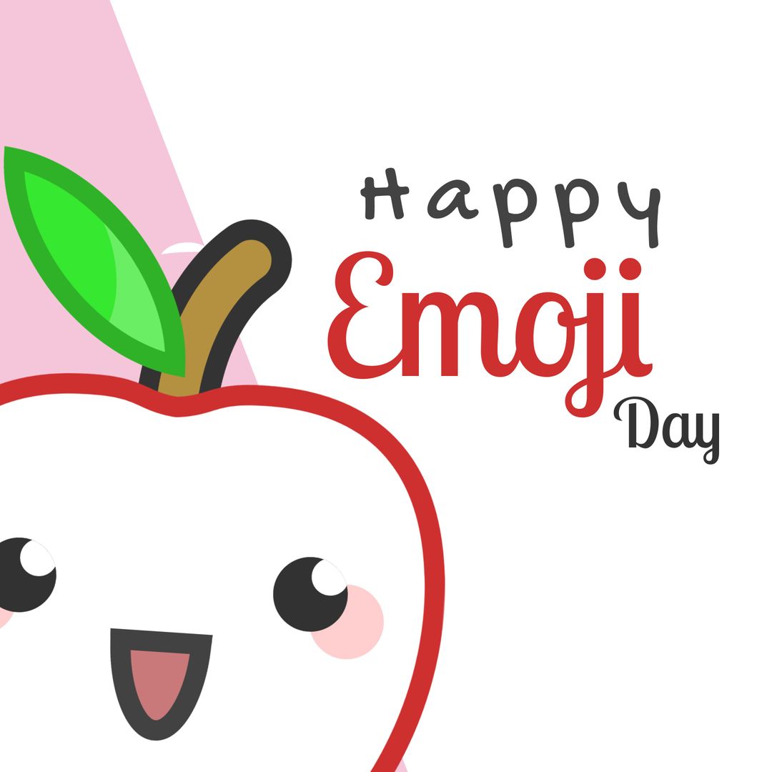 Colorful Smiling Apple Emoticon Celebrating Emoji Day