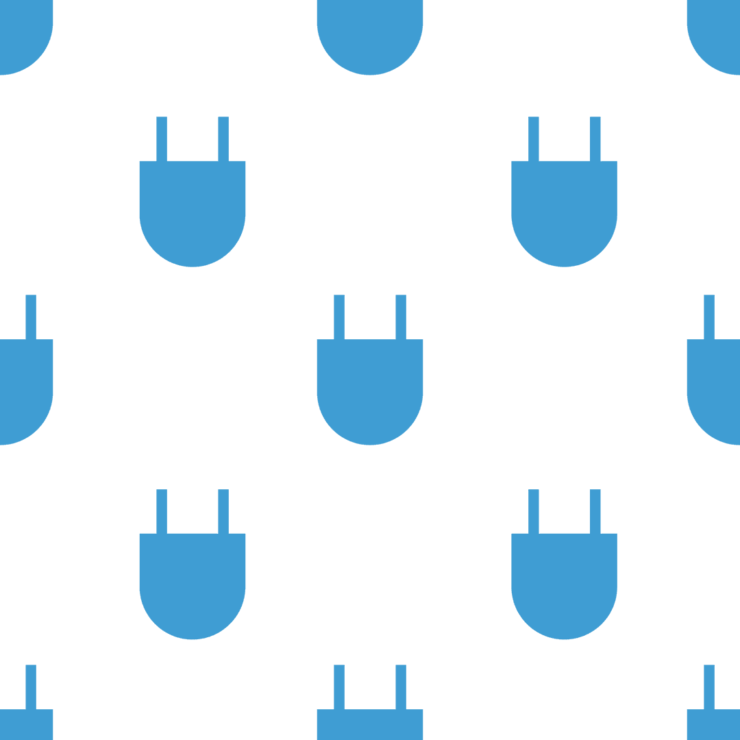 Seamless Pattern of Blue Electric Plugs on Transparent Background