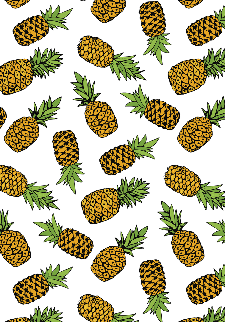 Vibrant Pineapple Pattern on Transparent Background