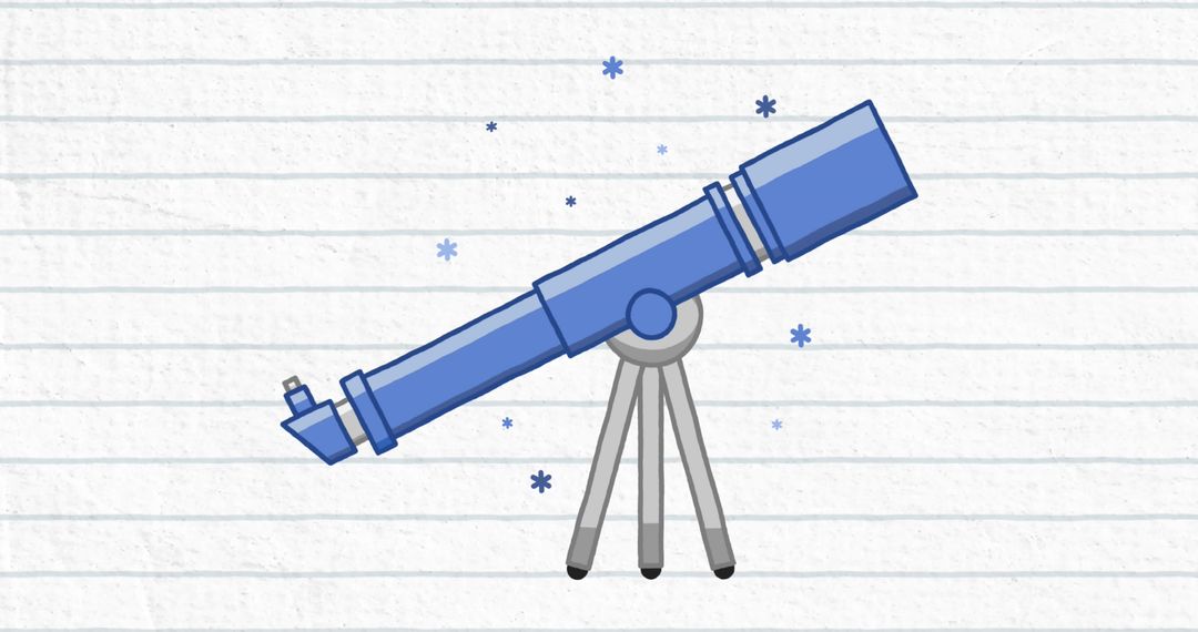 Cartoon Telescope on Lined Paper with Stars for Educational Illustration