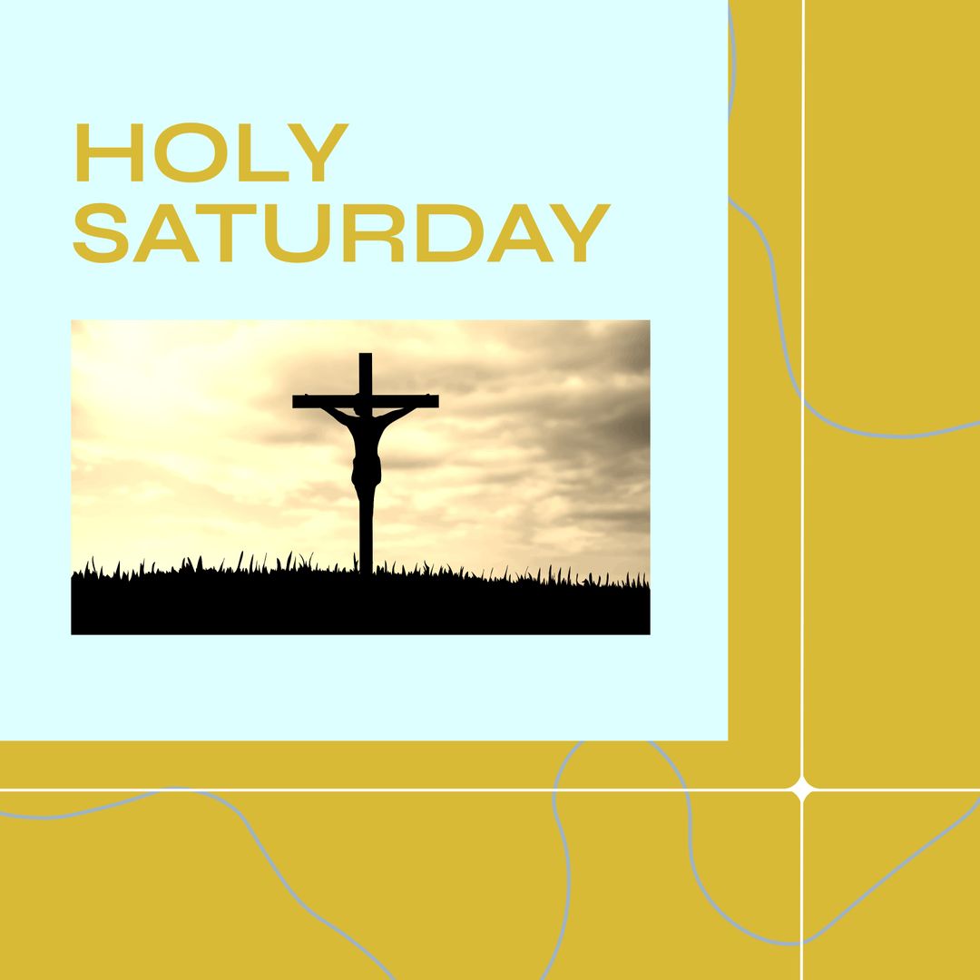 Holy Saturday Silhouette Featuring Crucifix Against Dramatic Sky