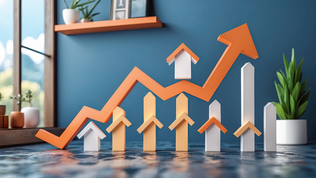 Rising Housing Market with Trend Arrow and Charts for Investment Strategy