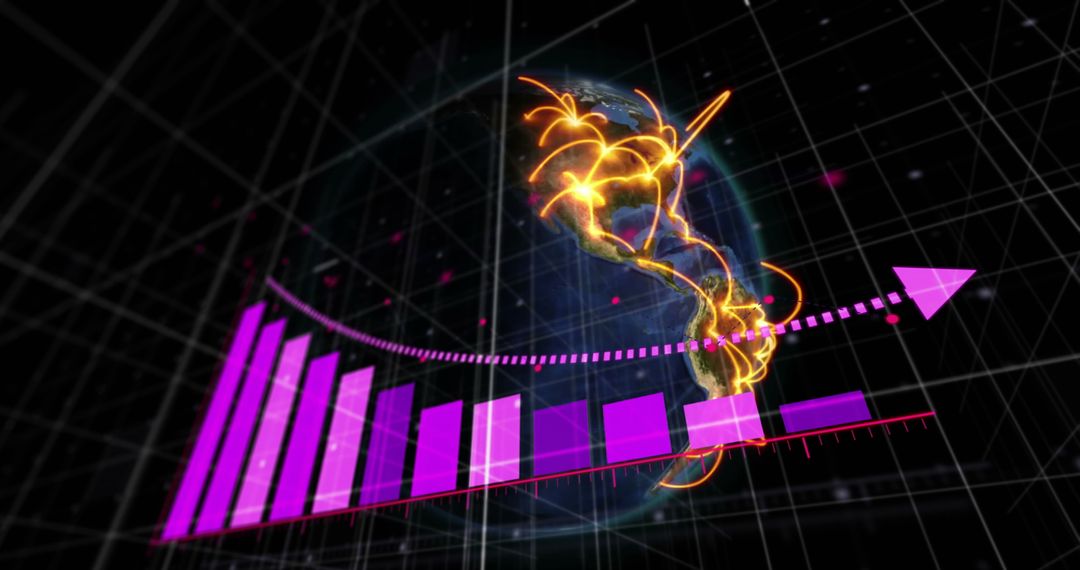 Holographic Financial Graph Showing Downward Trend