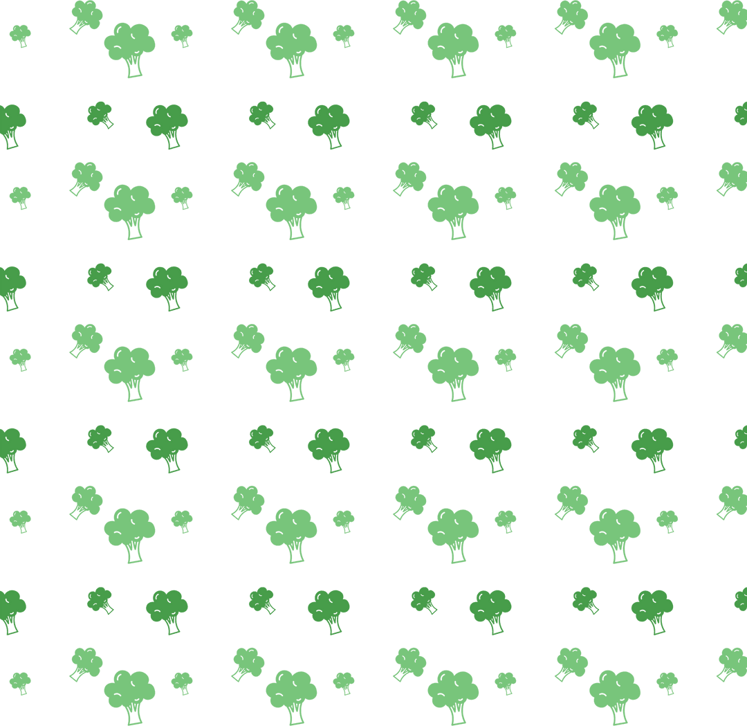 Organic Fresh Broccoli Seamless Pattern Transparent Background
