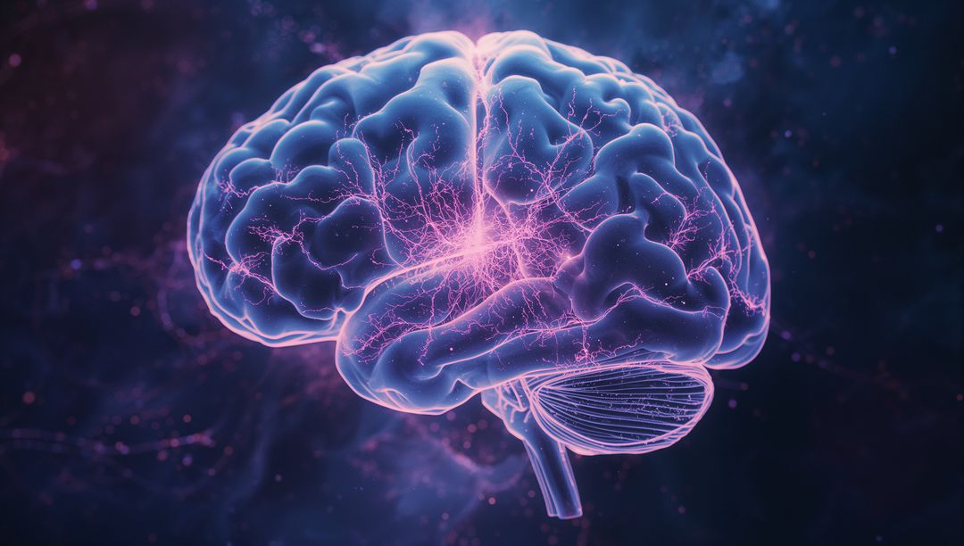 Glowing Futuristic Brain with Electric Neural Connections