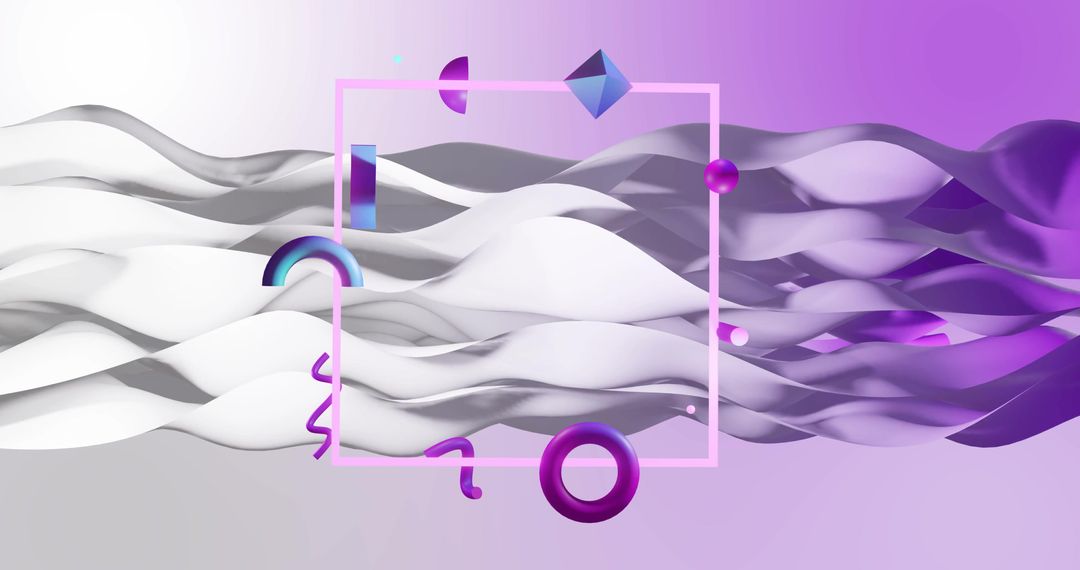 Abstract Dynamic Waves with Geometric Neon Elements