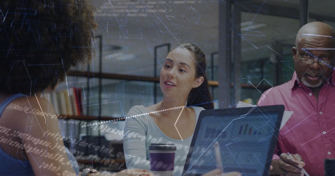 Financial Data Discussion with Teamwork in Modern Office