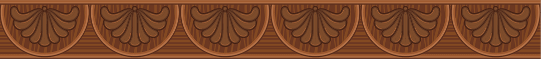 Seamless Wooden Border with Carved Fan Motifs on Transparent Background