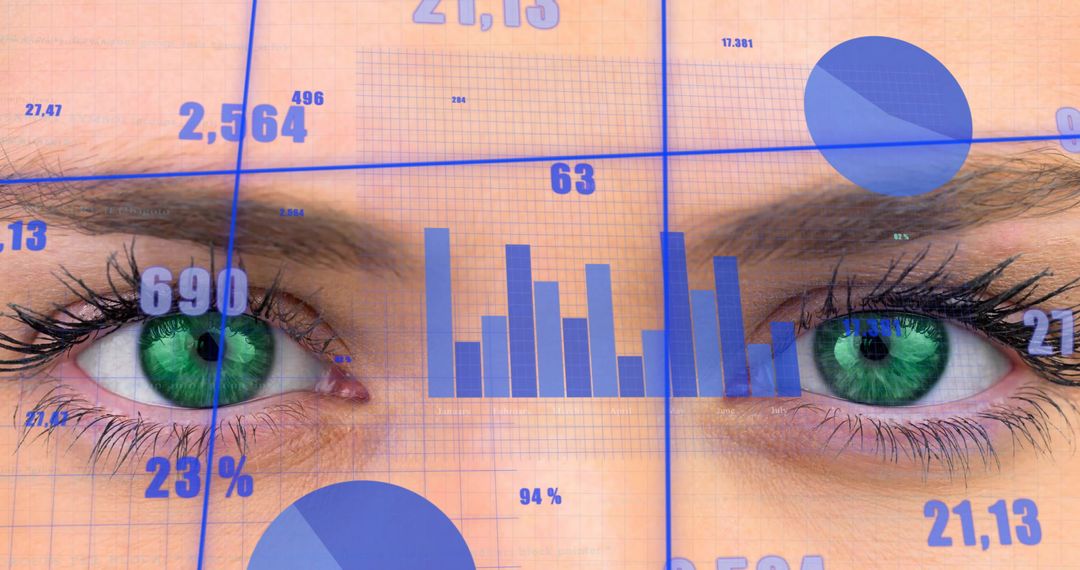 Closeup of Eyes with Digital Data Overlay Concept