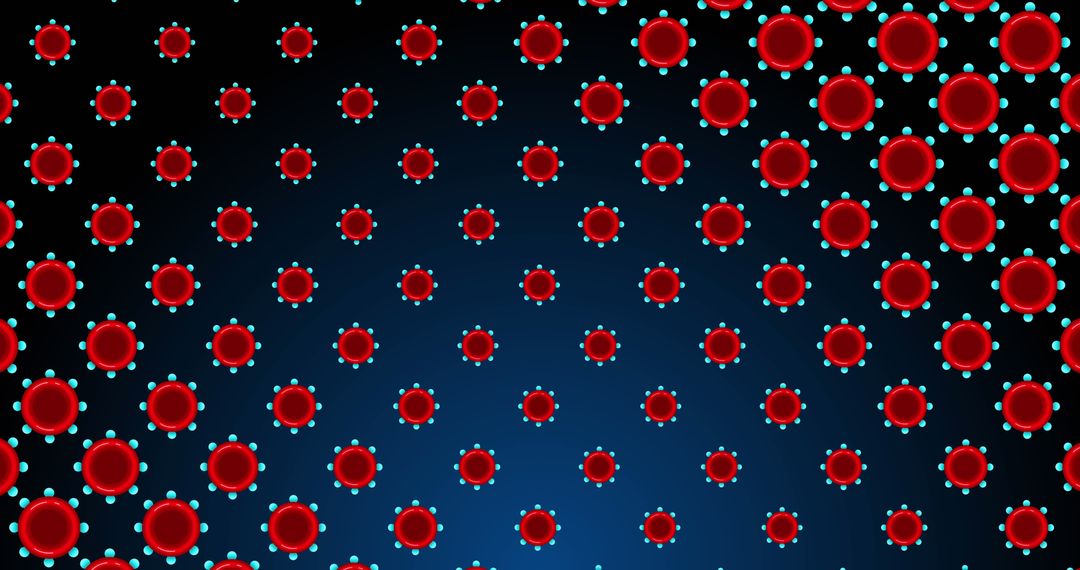 Abstract Red Cells on Dark Blue Background Digital Art
