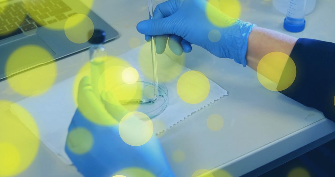 Lab Technician Conducting Scientific Experiment with Glass Equipment