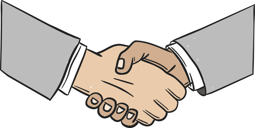 Transparent handshake illustration of diverse businessmen in agreement