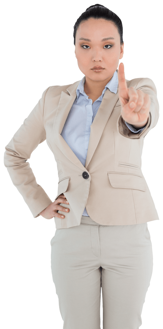 Angry Asian Businesswoman X Gesture Transparent Background