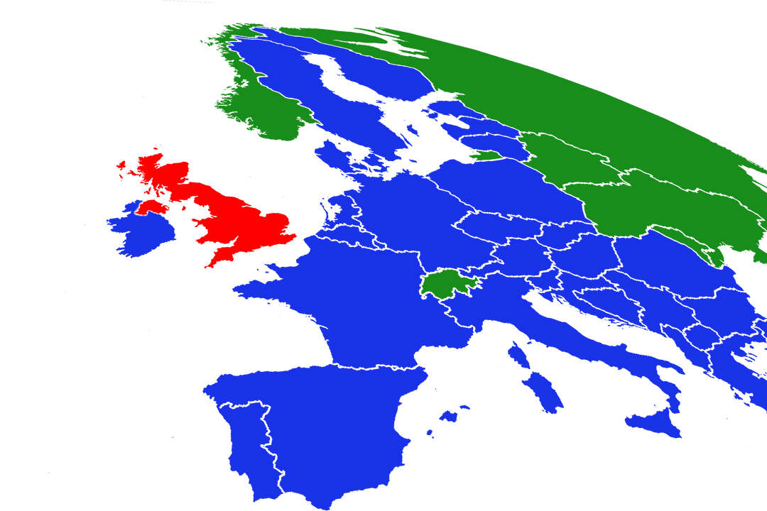 Transparent Map of Europe with Highlights