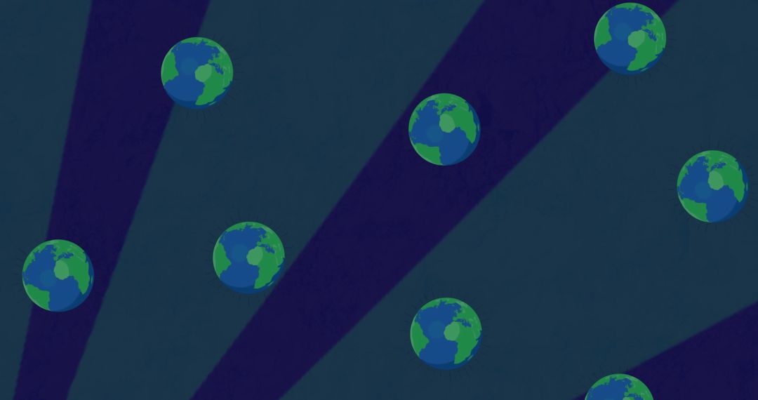 Globes Floating on Dark Blue Background for Climate Awareness