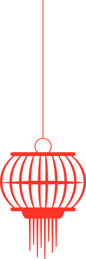 Minimalist Red Lantern with Transparent Background for Festive Decor