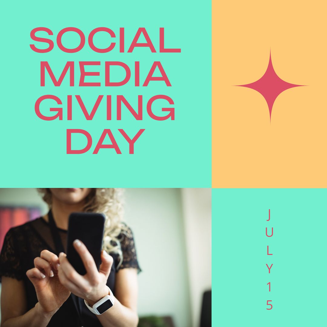 Social Media Giving Day Promotional Poster with Smartphone User - Download Free Stock Templates Pikwizard.com