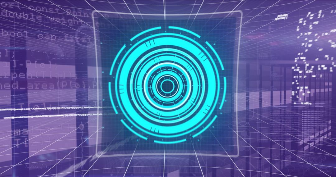 Futuristic Digital Targeting Display with Data Stream Background