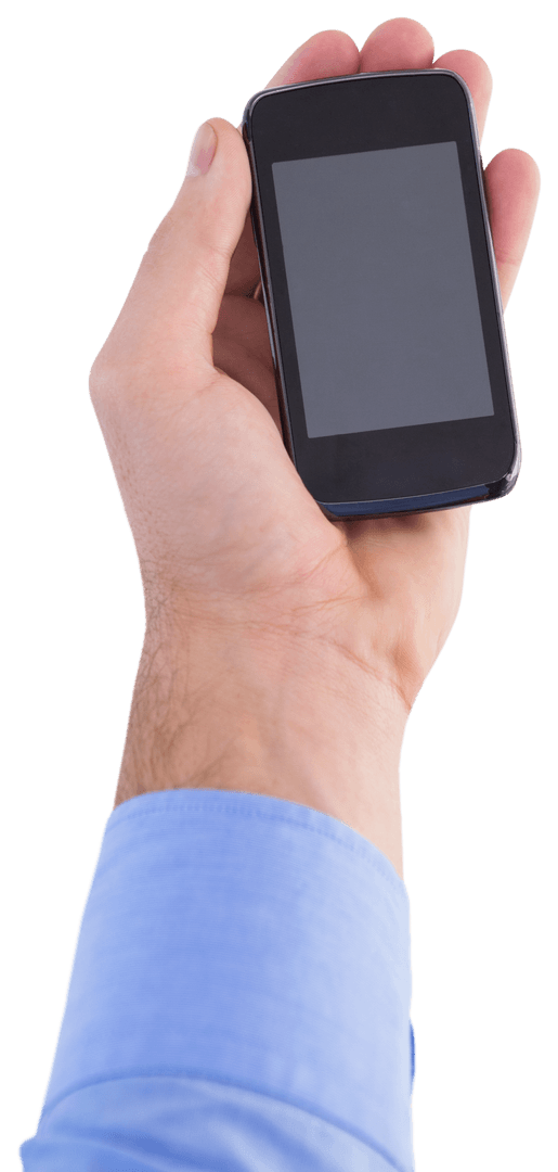 Transparent Smartphone in Businessman’s Hand Portrayed Up Close