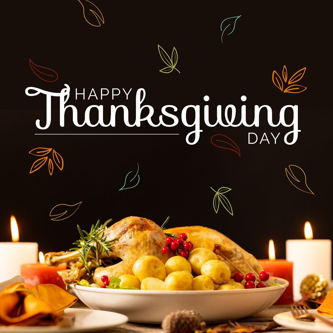 Composition of happy thanksgiving day text over turkey - Download Free Stock Templates Pikwizard.com