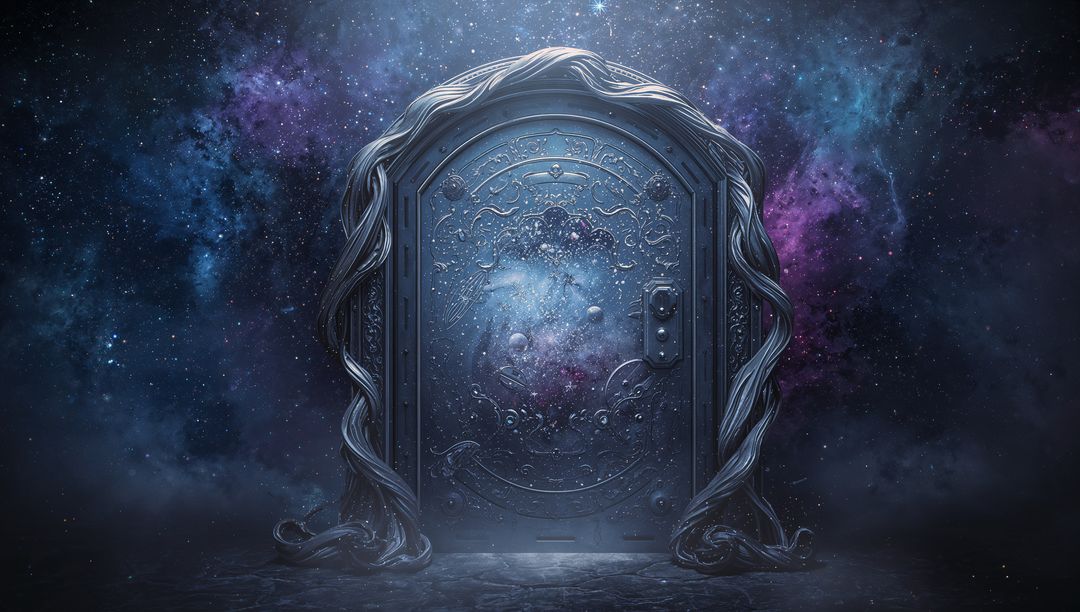 Mystical Cosmic Portal with Ornate Design in Nebula