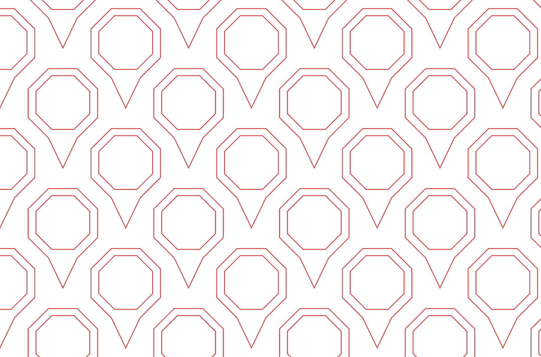 Red Outline GPS Pin Pattern on Transparent Background