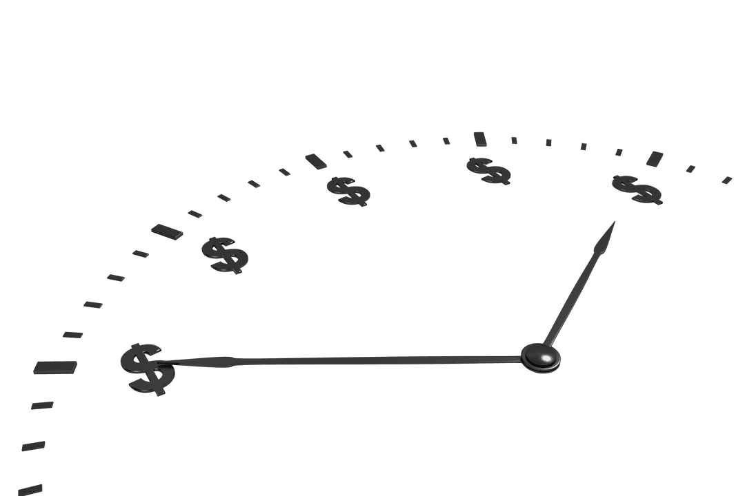 Transparent Clock With Dollar Hour Marks