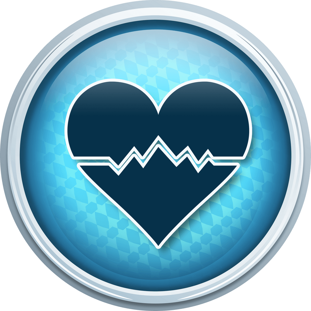 Transparent Heart Pulse Rate Symbol on Blue Background