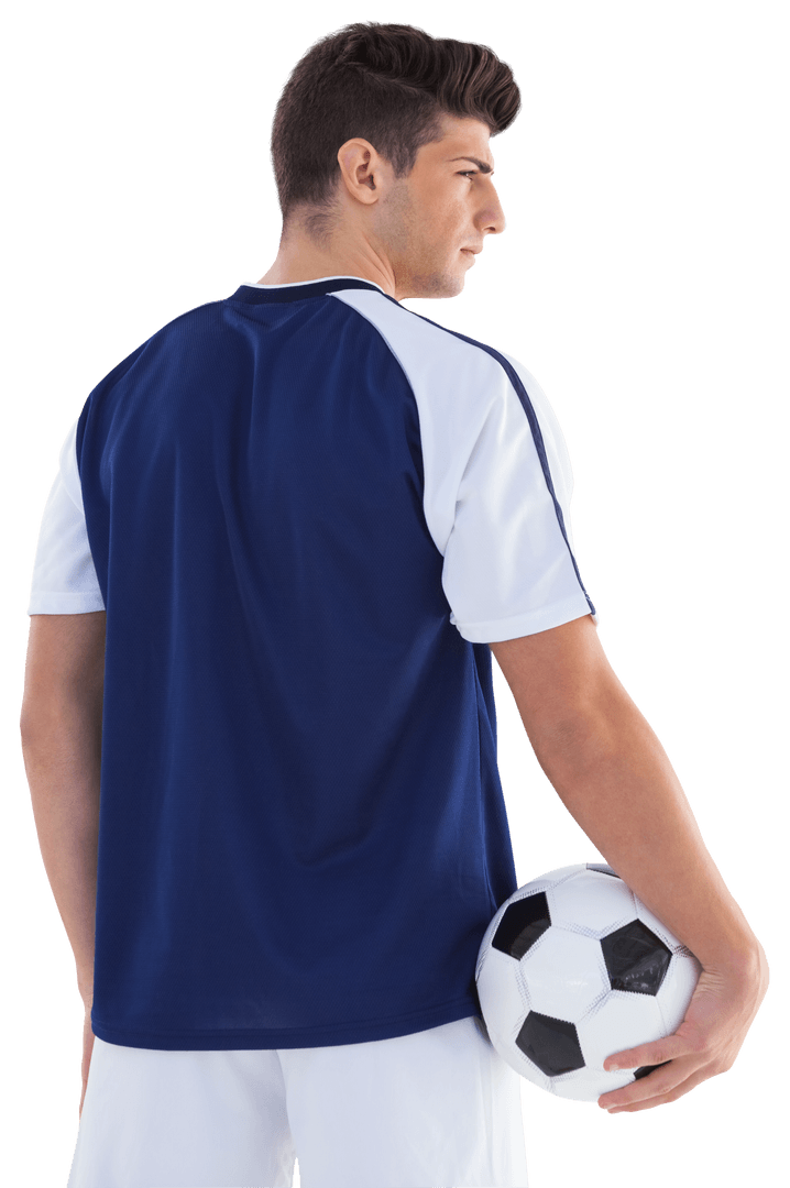Rear View Sportsman Holding Football Soccer Athlete Transparent