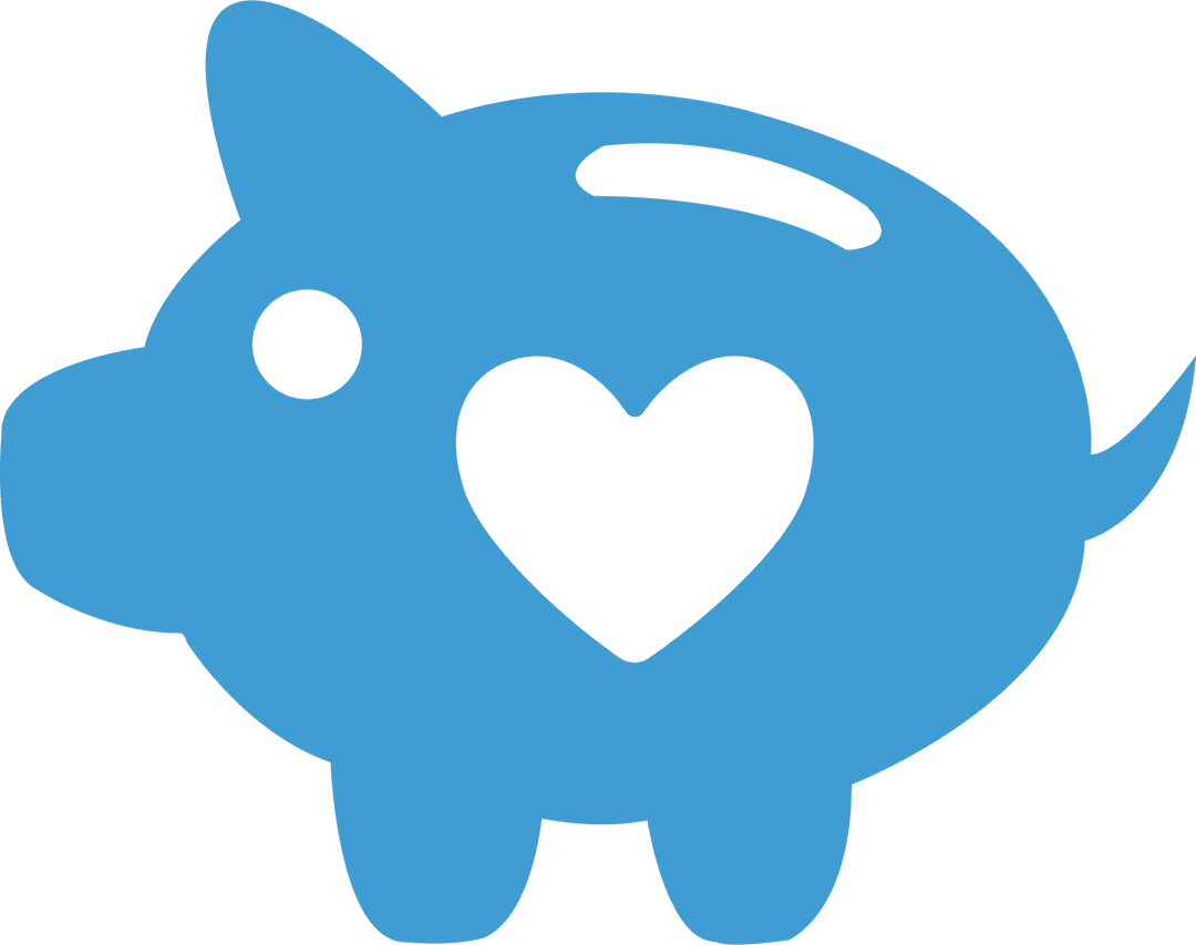 Transparent Blue Piggy Bank Illustration with Heart Shape