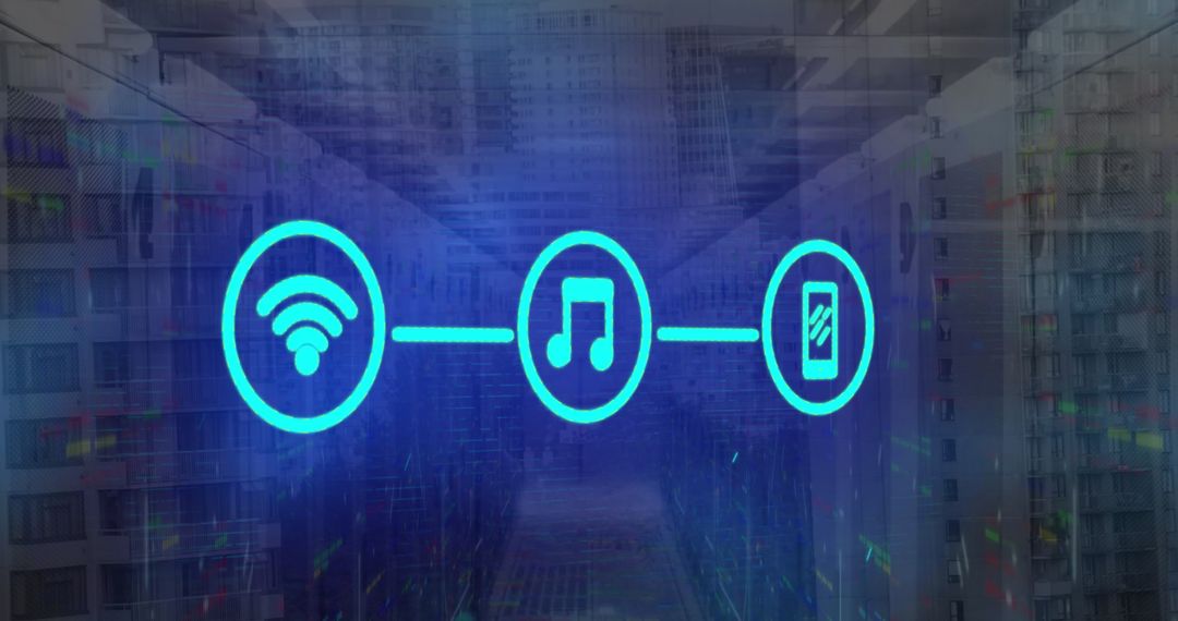 Digital Network Interface with Music and Connectivity Symbols