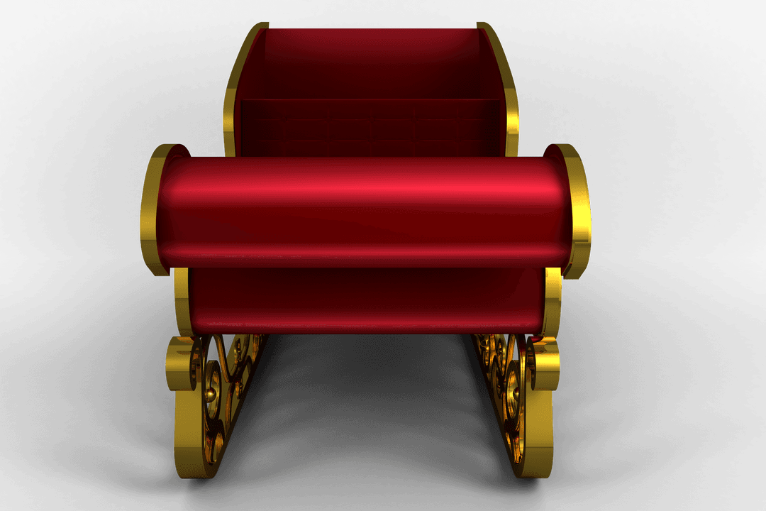 Transparent Santa Claus Red Sleigh with Gold Accents