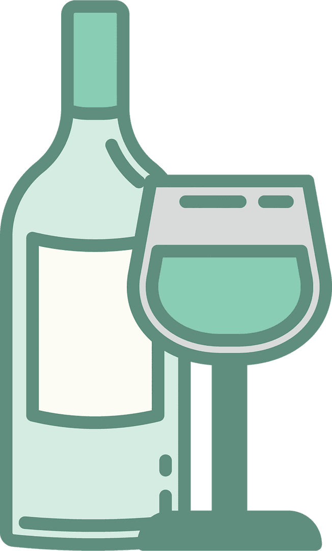 Transparent Green Beverage Bottle and Glass Illustration