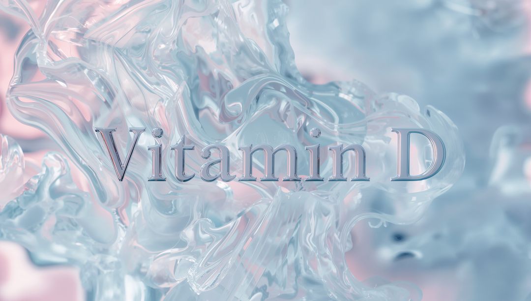 Iridescent Vitamin D Typography with Glass Ribbons and Pastel Gradient