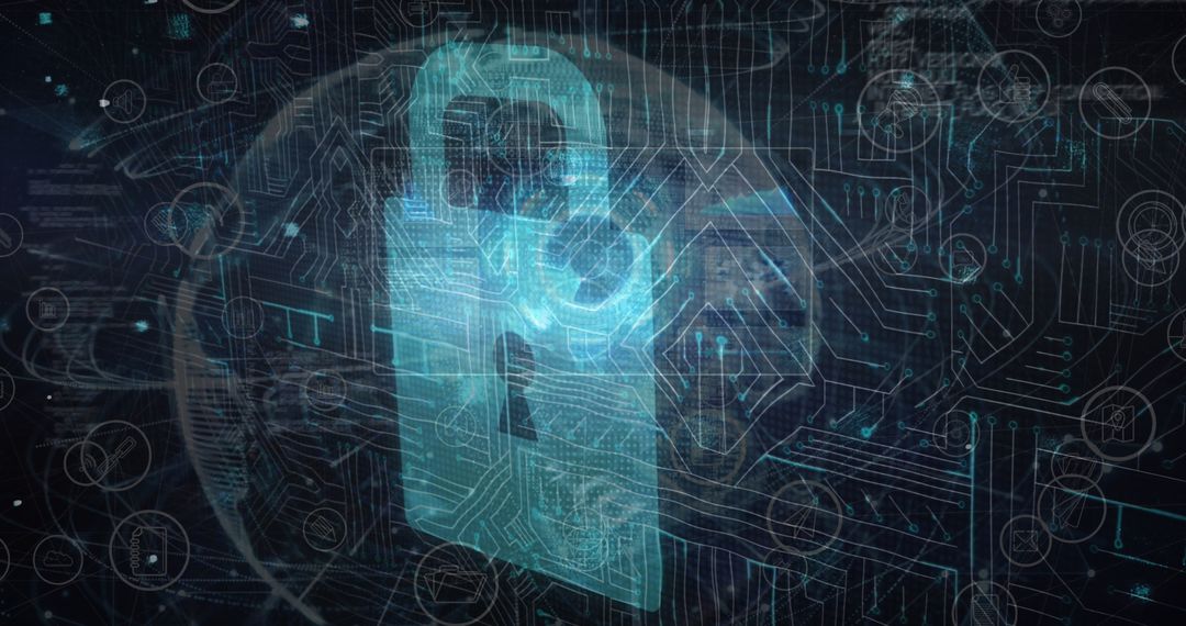 Digital Padlock Symbolizing Cybersecurity Over Circuit Board