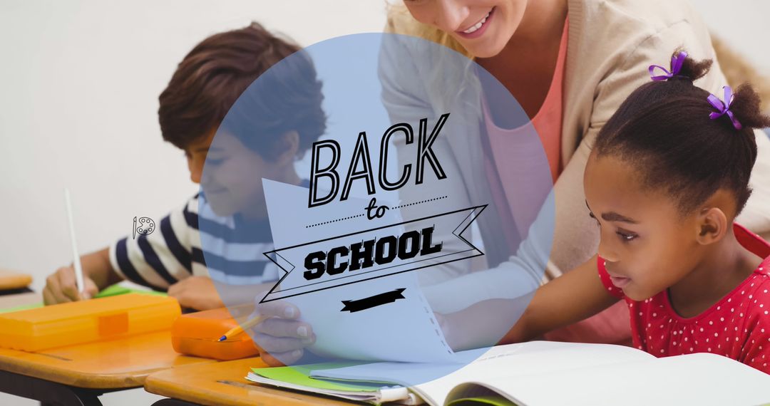 Diverse Schoolchildren Learning with Teacher in Classroom