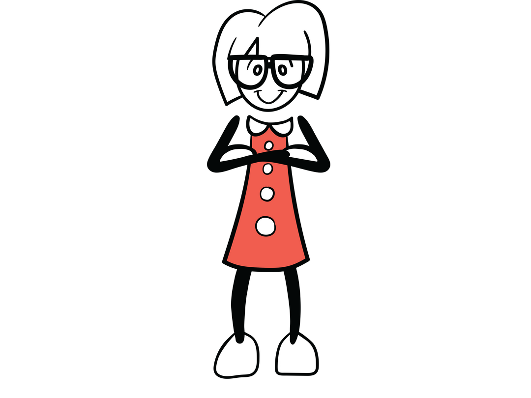 Transparent Female Cartoon with Crossed Arms in Red Dress - Download Free Stock Images Pikwizard.com