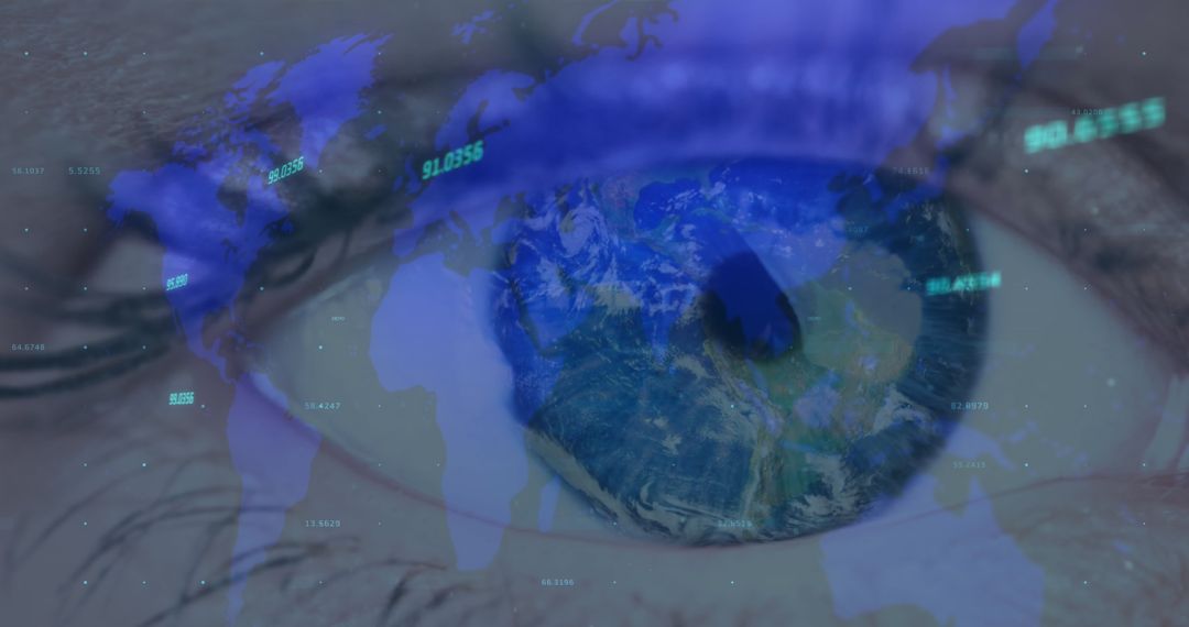 Futuristic Eye with Global Network and Digital Interface
