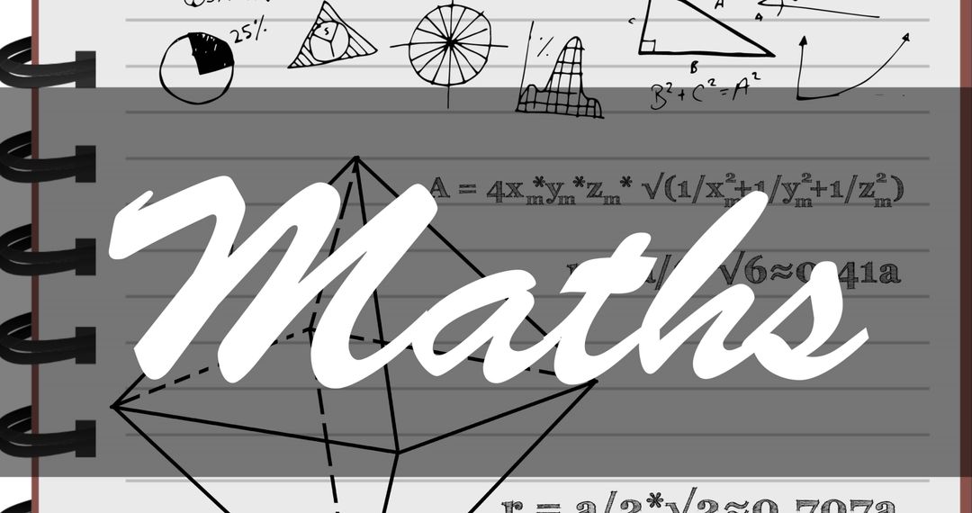 Mathematics Notebook Collage with Complex Equations and Diagrams