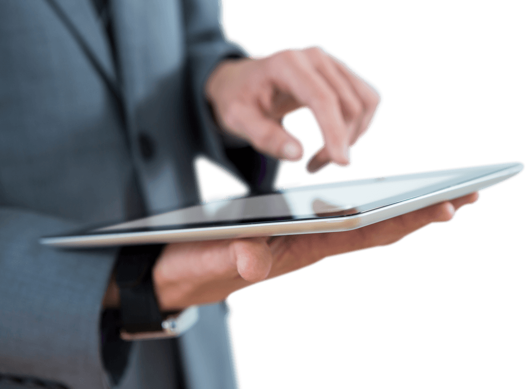 Businessman Using Digital Tablet Transparent Background