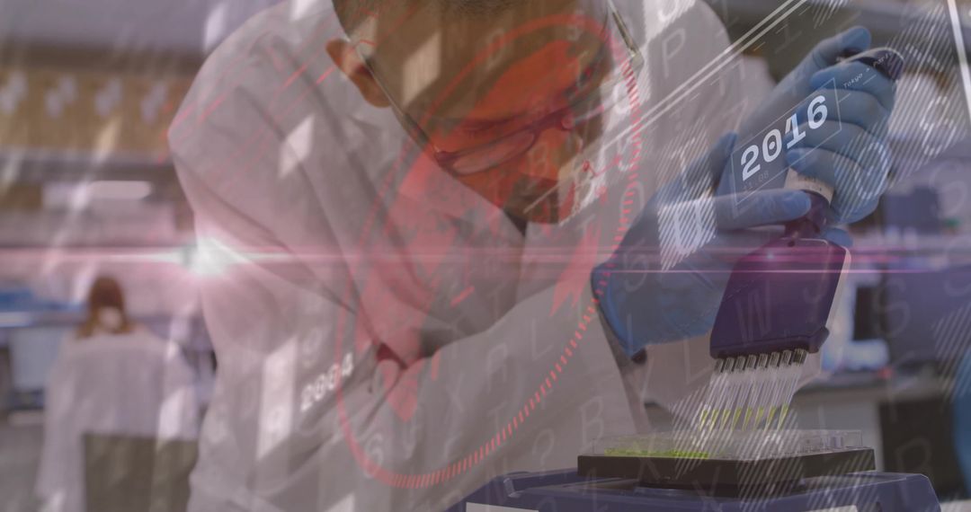 Scientist Engaged in Precise Liquid Transfer to Microplate